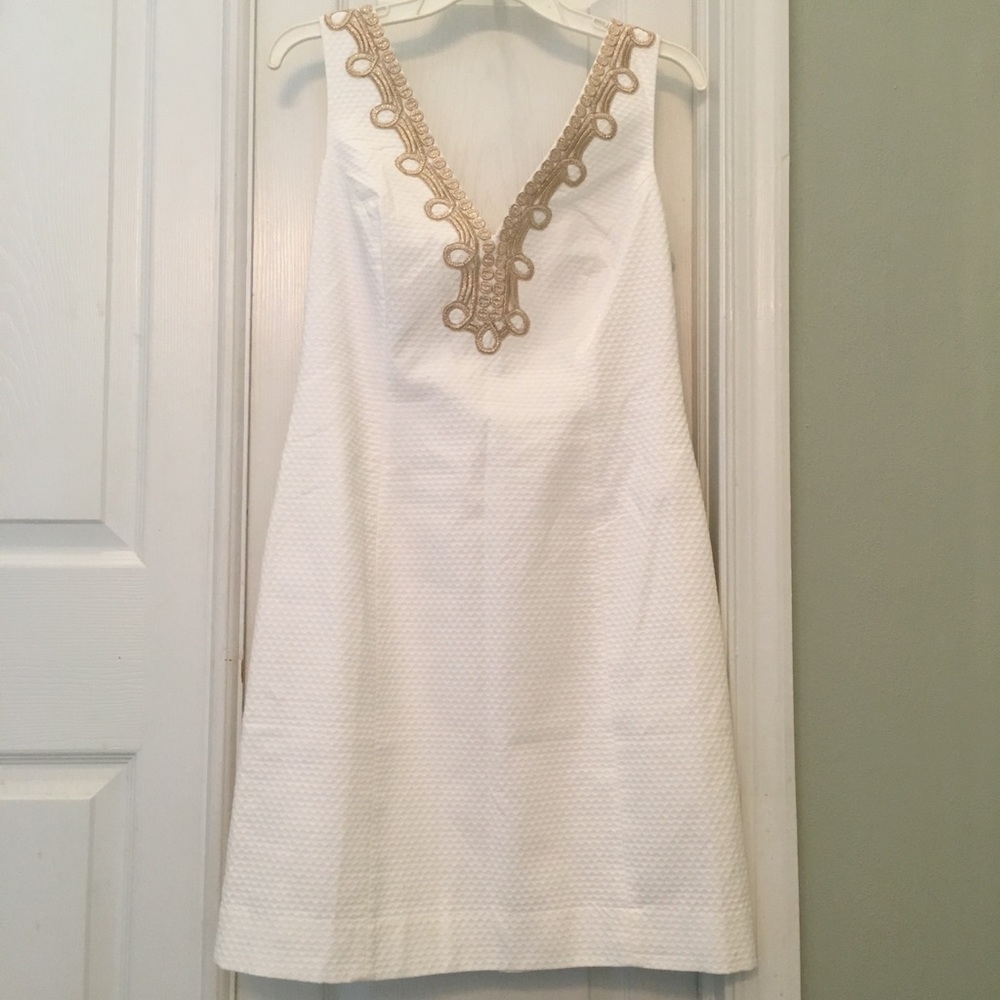 Lilly Pulitzer White Dress with Gold Trim
